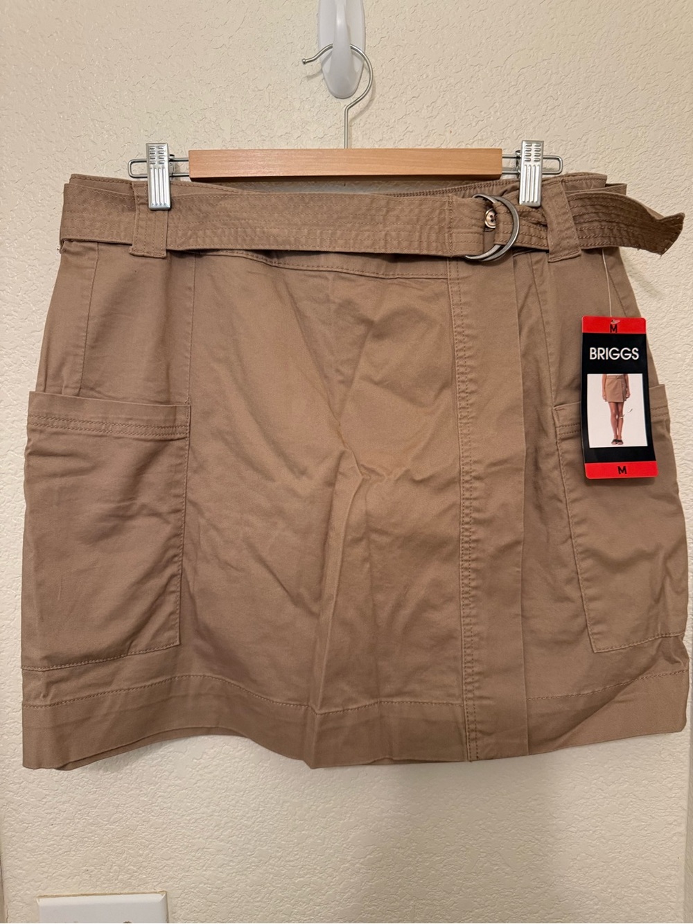 Briggs New York Tan Utility Mini Skirt with Belt Detail